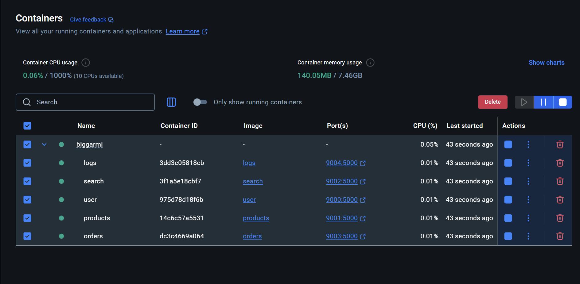 Screenshot of Store Backend project showing a product management interface with database tables and API endpoints